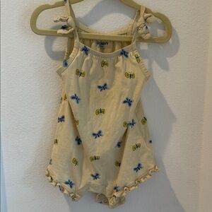 Old Navy Beige Romper with Blue Butterfly Detail